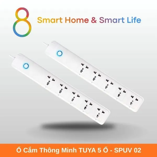 Ổ Cắm Thông Minh Wifi Tuya Smart Life 5 ổ 10A  - 8Matter - SmartHome