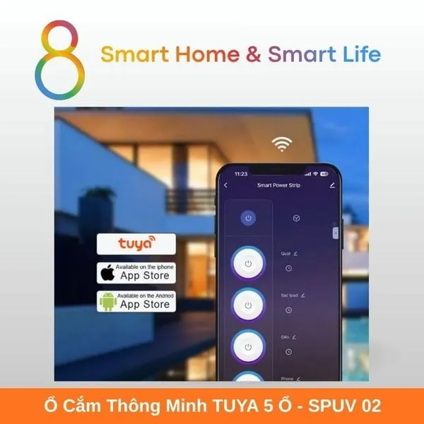 Ổ Cắm Thông Minh Wifi Tuya Smart Life 5 ổ 10A  - 8Matter - SmartHome