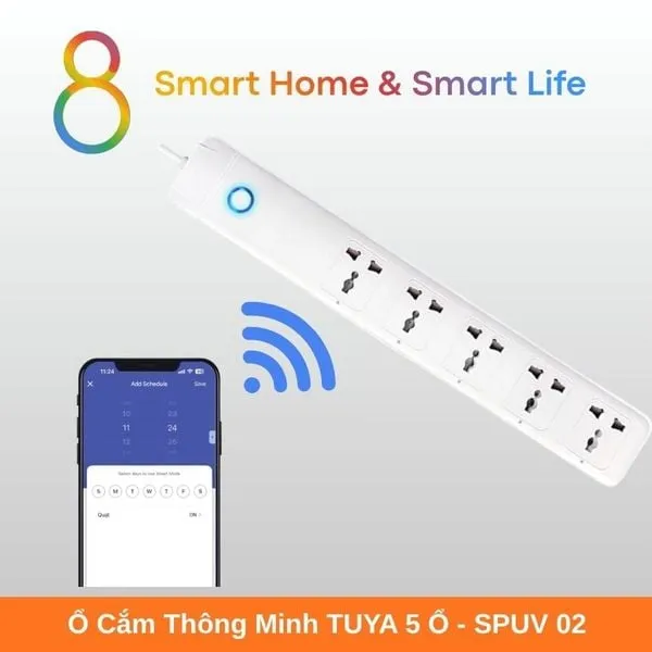 Ổ Cắm Thông Minh Wifi Tuya Smart Life 5 ổ 10A  - 8Matter - SmartHome