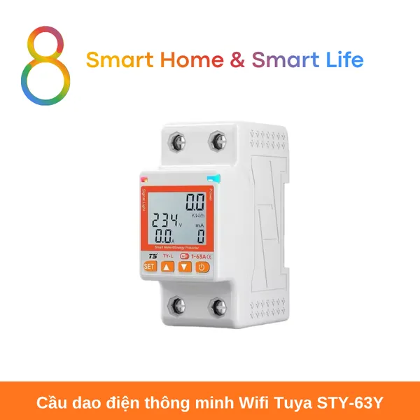 Cầu dao điện thông minh Wifi Tuya STY-63Y- 8Matter-Smarthome