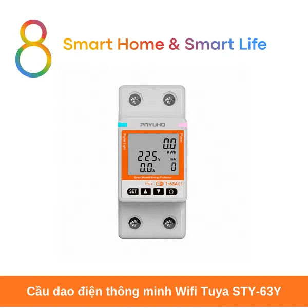 Cầu dao điện thông minh Wifi Tuya STY-63Y- 8Matter-Smarthome