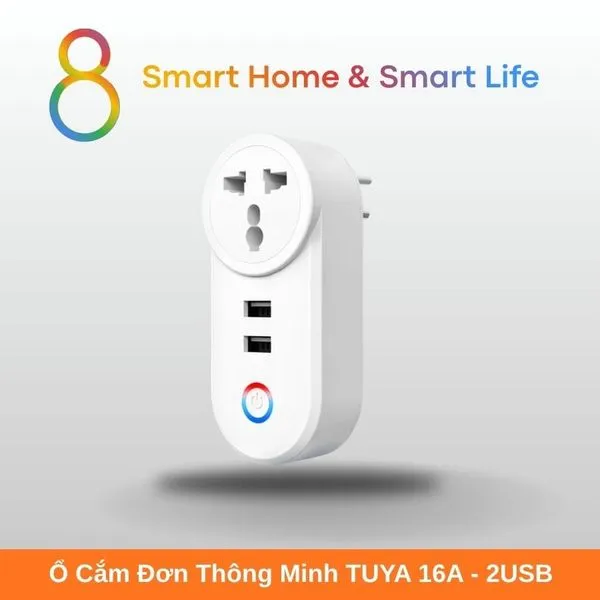 Ổ Cắm Đơn Thông Minh Tuya Smart Life 16A +2USB IN02- 8Matter - SmartHome