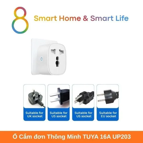 Ổ Cắm Đơn Thông Minh  Tuya Smart Life 16A UP02- 8Matter - SmartHome