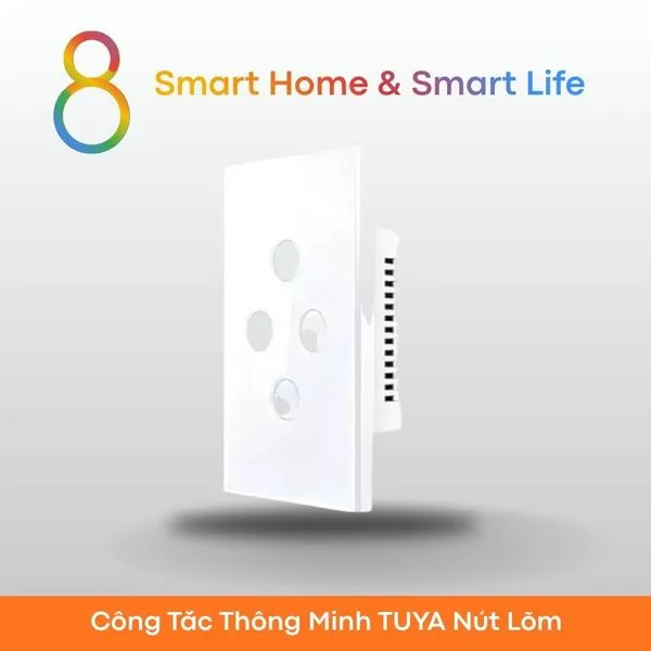 Công Tắc Thông Minh Wifi Tuya Smart Life - Nút Lõm Cảm Ứng - 8Matter - SmartHome