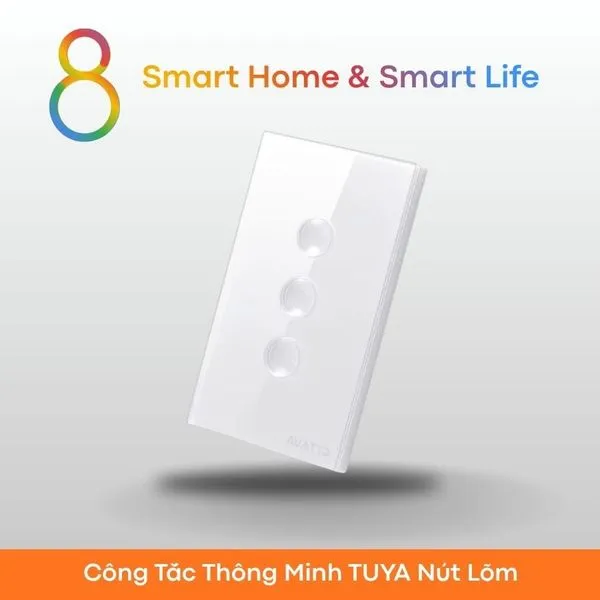 Công Tắc Thông Minh Wifi Tuya Smart Life - Nút Lõm Cảm Ứng - 8Matter - SmartHome