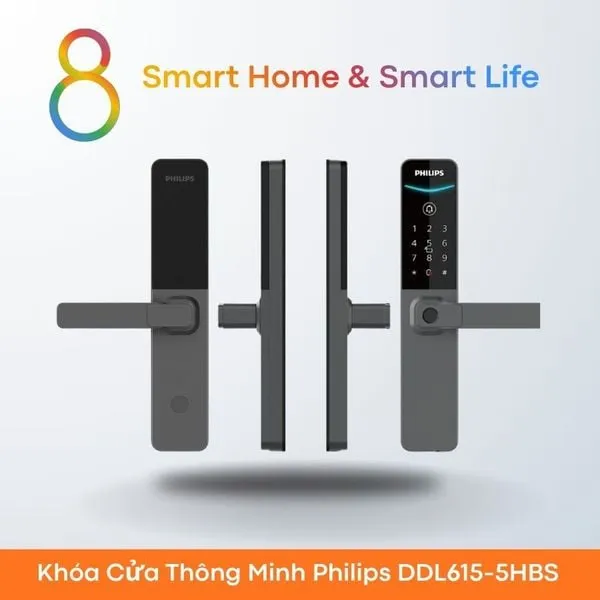 Khóa Cửa Thông Minh Philips DDL615-5HBS - 8Matter - SmartHome