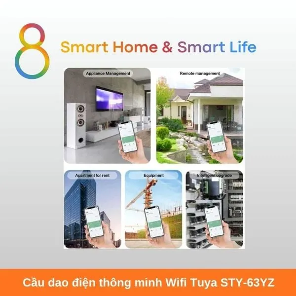 Cầu dao điện thông minh Wifi Tuya STY-63YZ-8Matter-Smarthome