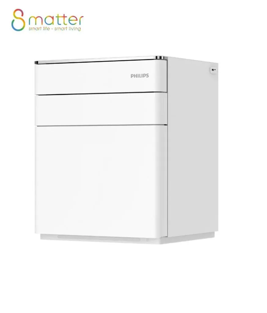 Két sắt Philips SBX302 màu trắng dáng đứng chụp trên nền trắng