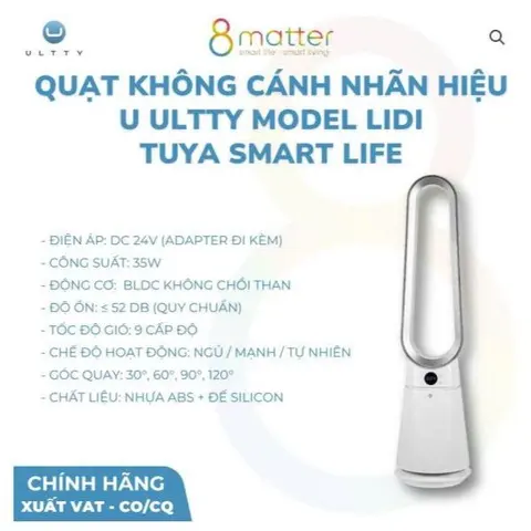 Quạt không cánh thông minh TUYA SMART LIFE U ULTTY model LIDI CR022 -  8Matter.com