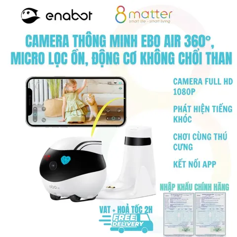 Robot An Ninh Di Động EBO AIR - Camera Full HD Tự Động Sạc, Động Cơ Không Chổi Than Siêu Êm