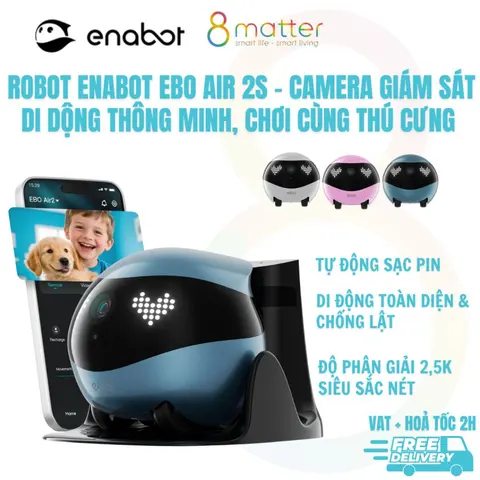 Robot Camera Giám Sát Di Động Enabot EBO Air 2S Camera 2.5K Siêu Nét - Tự Động Đi Tuần Tránh Vật Cản