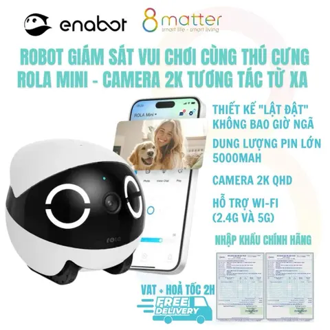 Robot Thú Cưng Thông Minh mini ROLA Enabot  - Camera Giám Sát Và Tương Tác 2K Từ Xa