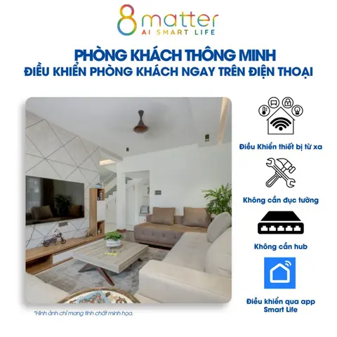 Smart Home Cho Căn Hộ 1 Phòng Ngủ 8Matter – Đồng Bộ Đèn, Máy Lạnh, TV, Quạt Trên Một Hệ Thống